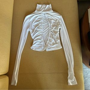I AM GIA long sleeve cropped turtleneck top in white